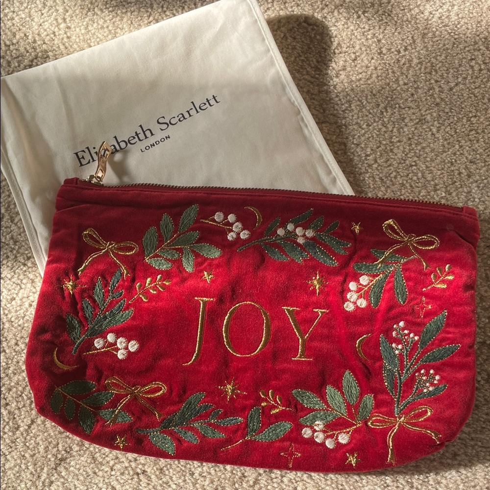 Elizabeth Scarlett Red Embroidered Clutch Bag